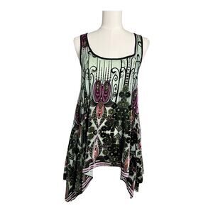 burnout Velvet Boho Tunic Blouse Shirt Top Cottage Indie Fairy Festival Hippie M